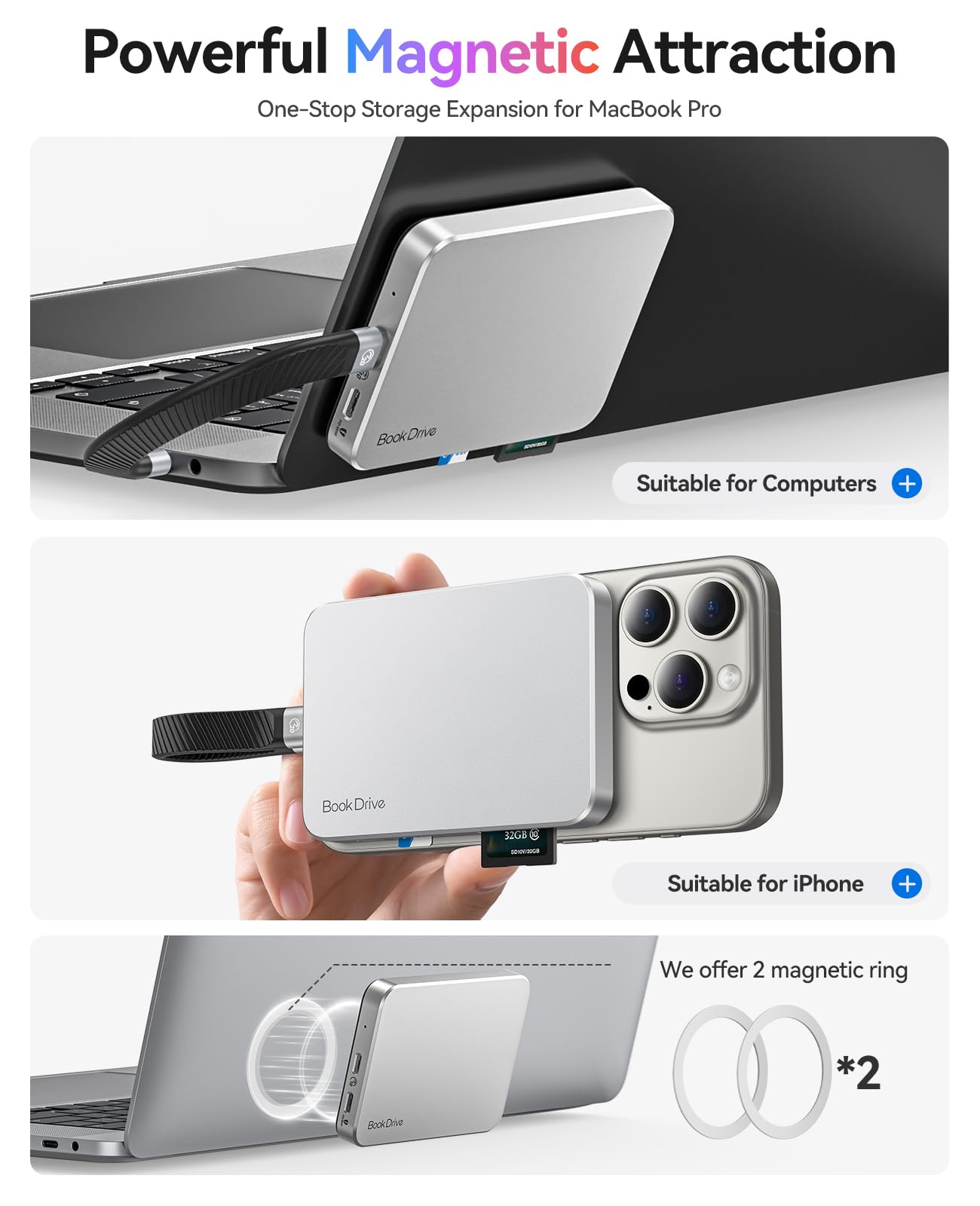 Amazon.com: ORICO BookDrive 512GB Magnetic External SSD with SD/TF